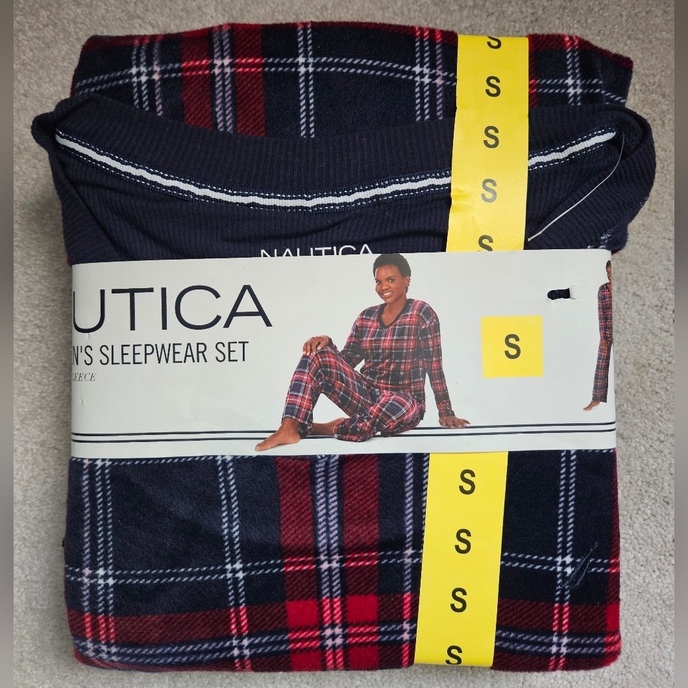 Nautica Women's Red and Black Plaid Pajama Set